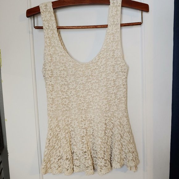 Pins & Needles Tops - Pins & Needles cream lace top size small